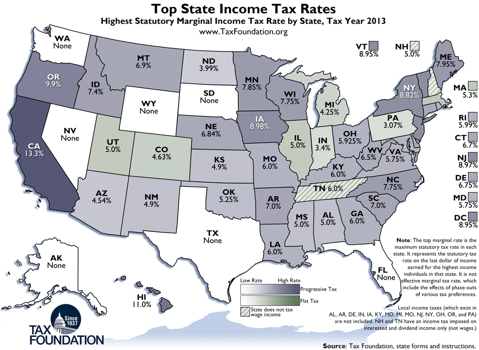 Tax Rates By State Map Map of world